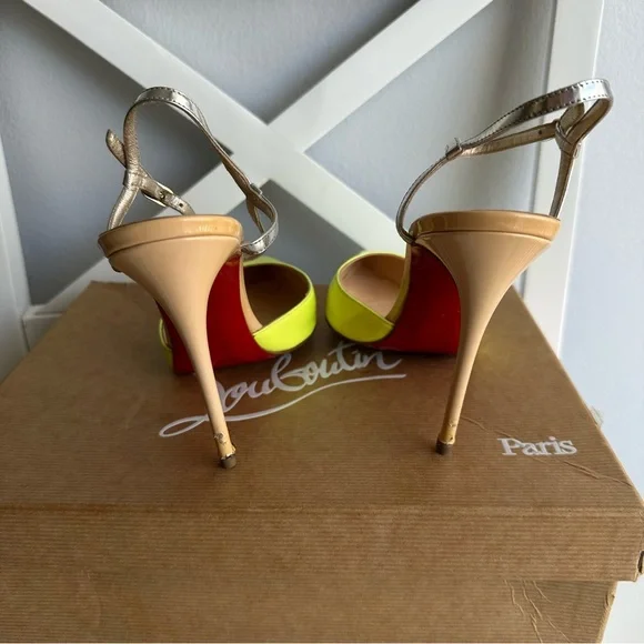 Christian Louboutin Rivierina 100 Patent Specchio Pointed Toe Ankle Straps Heels - Picture 4 of 12